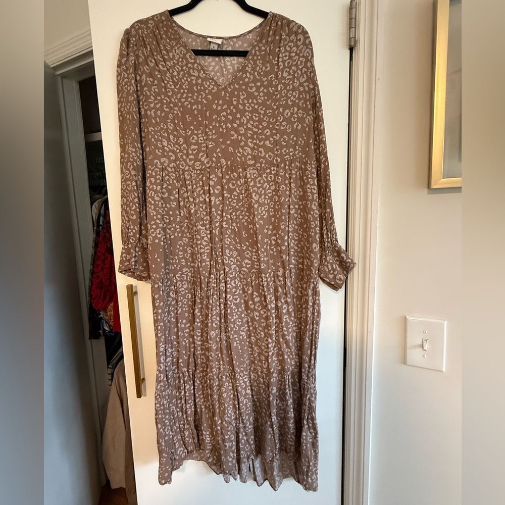 a new day Tan Animal Print Long Sleeve Dress
